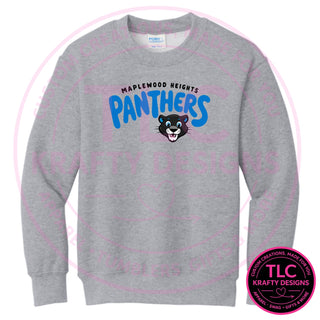 Maplewood Heights Panthers Bubble design on Port & Company Core Fleece crewneck sweatshirt in Athletic Heather