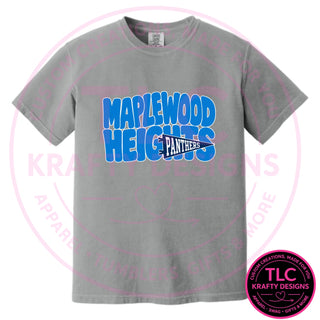 Maplewood Heights Panthers Pennant design on Comfort Colors heavyweight tee in Granite