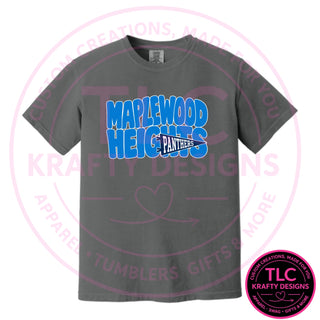 Maplewood Heights Panthers Pennant design on Comfort Colors heavyweight tee in Pepper