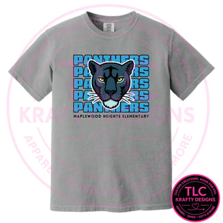 Maplewood Heights Panthers Stacked design on Comfort Colors heavyweight tee in Granite