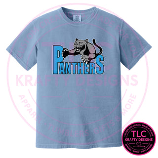 Maplewood Heights Panthers Leaping Panther design on Comfort Colors heavyweight tee in Washed Denim