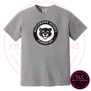 Maplewood Heights Panthers Badge design on Comfort Colors heavyweight tee in Granite