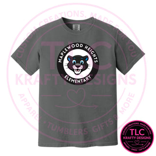 Maplewood Heights Panthers Badge design on Comfort Colors heavyweight tee in Pepper