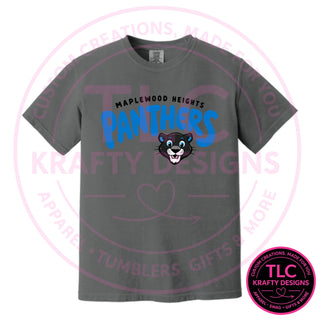 Maplewood Heights Panthers Bubble design on Comfort Colors heavyweight tee in Pepper