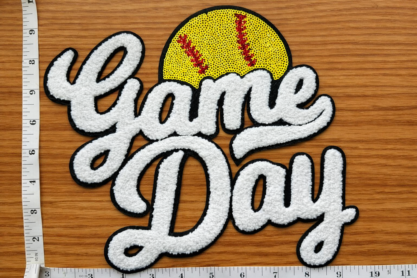 Softball Game Day Chenille and Sequin Patch Shirt or Sweatshirt – Sports and Game Day Apparel