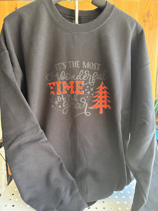 It’s the Most Wonderful Time of the Year Sweatshirt – Buffalo Plaid Christmas Crewneck 🎄❤️✨