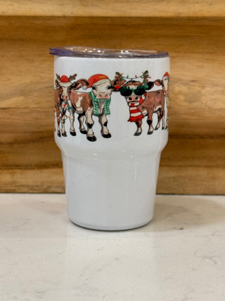 Christmas cow 3oz mini shot glass