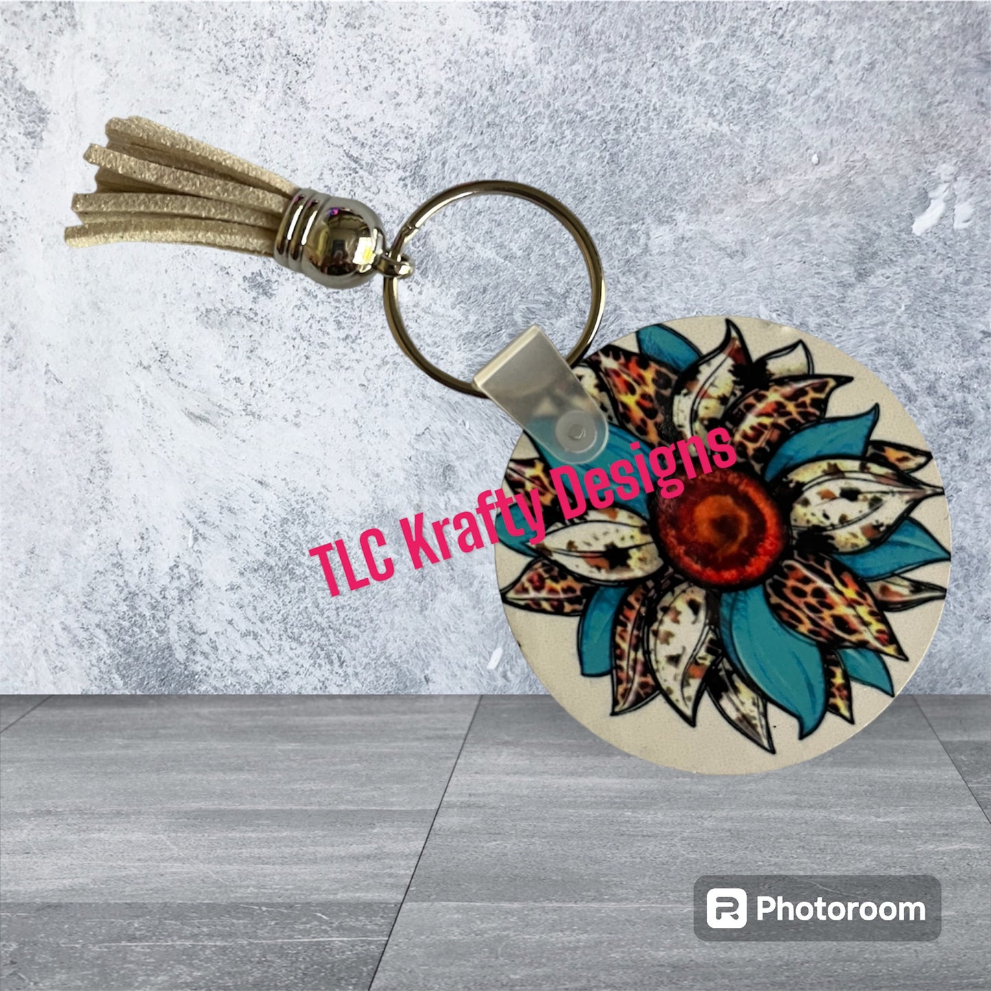 Western Flower Keychain with Tassel