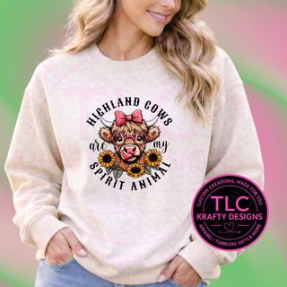 Highland Cows Are My Spirit Animal Graphic – T-Shirt or Sweatshirt