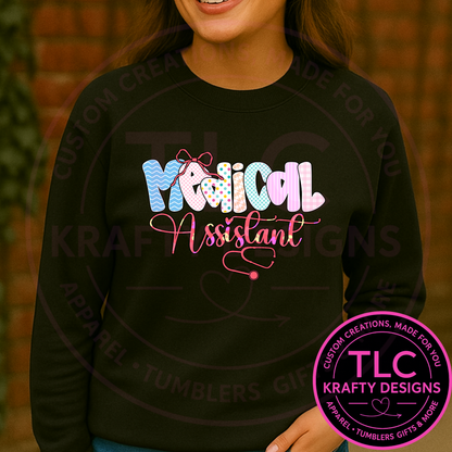 Pink Leopard Medical Assistant Script Design – T-Shirt or Sweatshirt