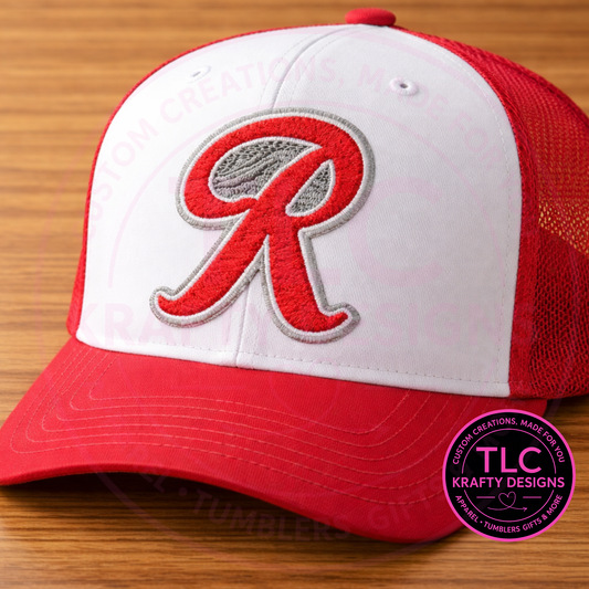 Red & Silver “R” Rainer Chenille Trucker Hat