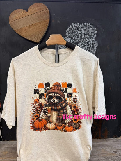 Cozy Fall Raccoon Design – Fall Vibes Apparel