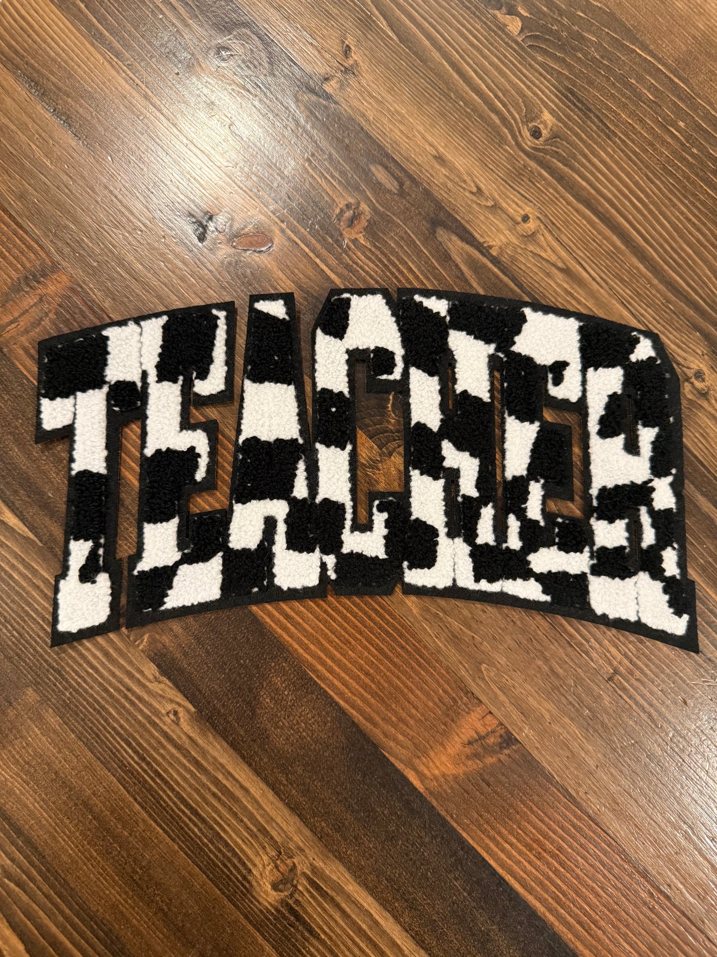 Teacher checkered Chenille Patch (10.5”)