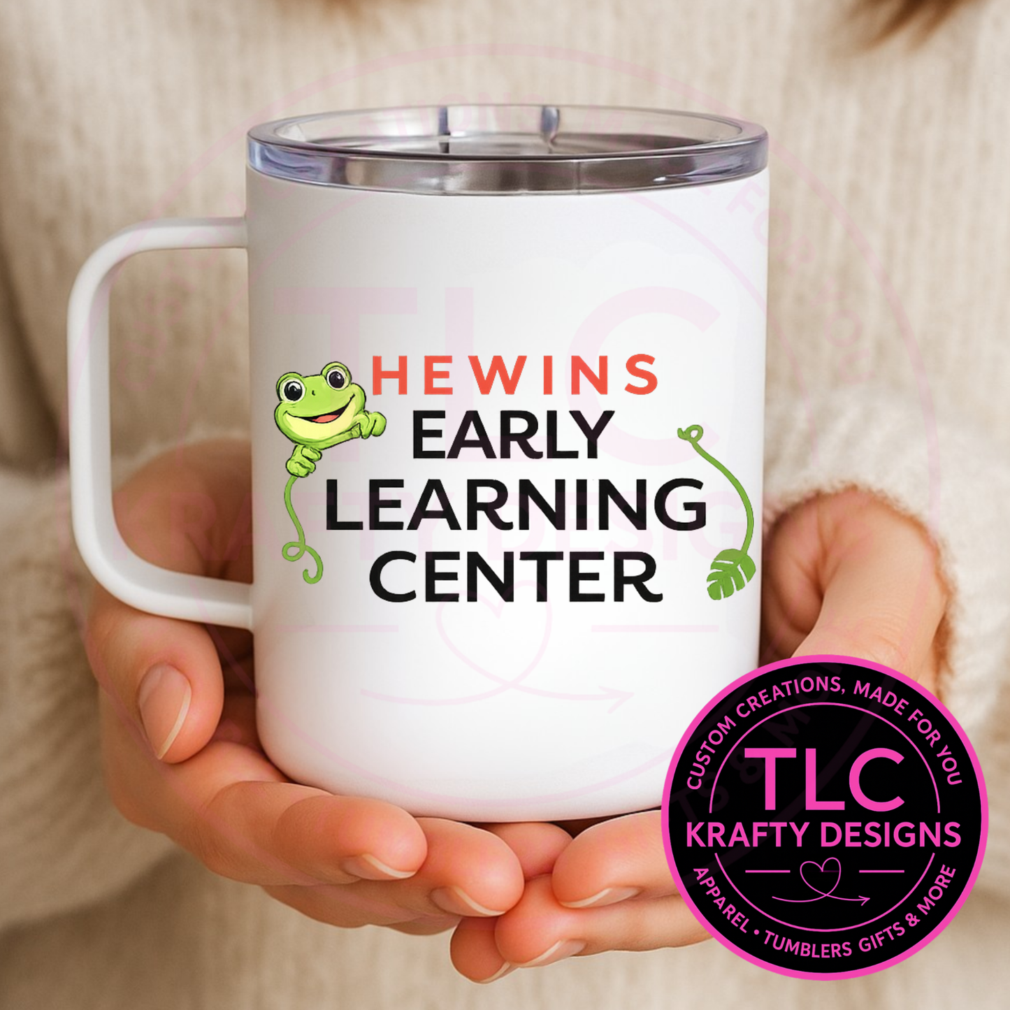 Hewins Early Learning Center 12oz Travel Mug – Frog School Spirit Mug