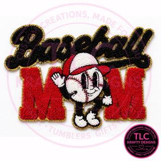 Baseball Mom Chenille Patch, XL Sports Mom Patch, Iron On Patch for Sweatshirts Hoodies Jackets, Baseball Mama Apparel
