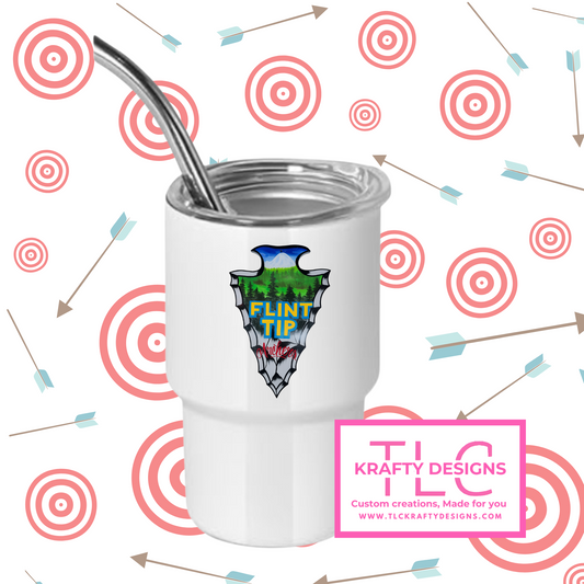 Flint Tip Archers 3oz Mini Shot Glass Tumbler – With Lid & Straw