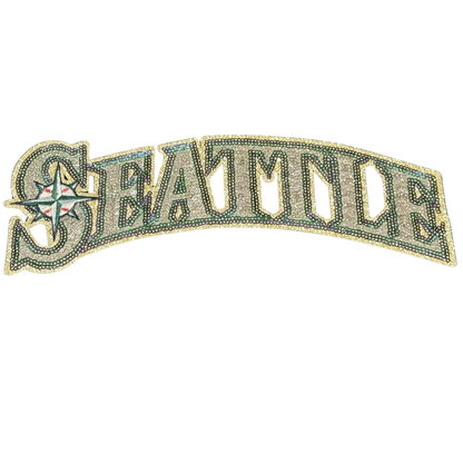 Seattle Baseball Sequin Patch Lace Sweatshirt – Lace Hoodie with 10.5” Sparkle Patch