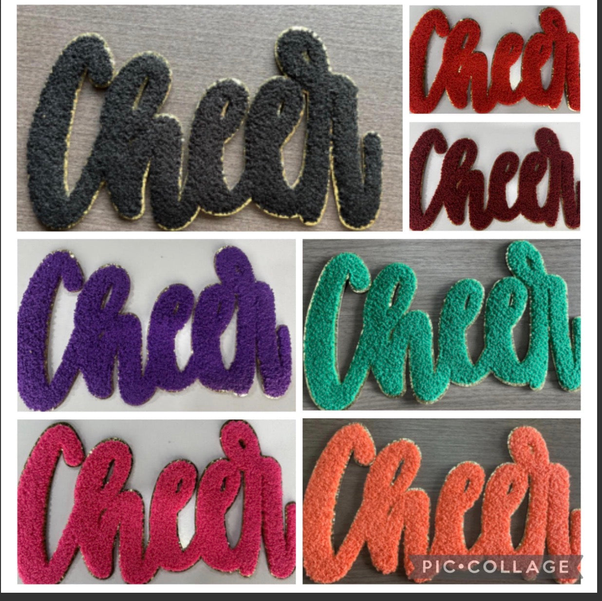 XL Cheer Chenille Patch – Fuzzy Script Letter Patch for Cheer & Dance Apparel (Approx. 10.5”)
