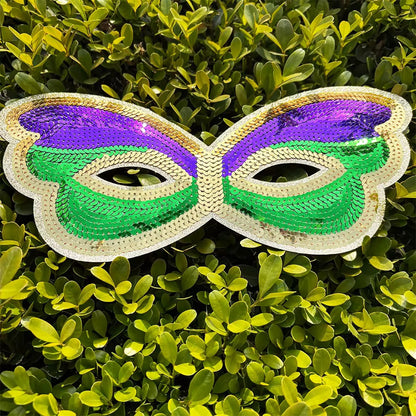Mardi Gras Mask Patch shirt or Sweatshirt – Purple, Green & Gold Chenille Mask Patch