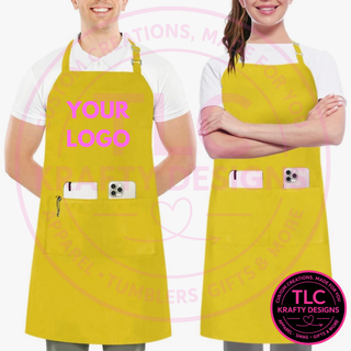 Custom Aprons with Personalized Designs | Adjustable Bib Apron with Pockets