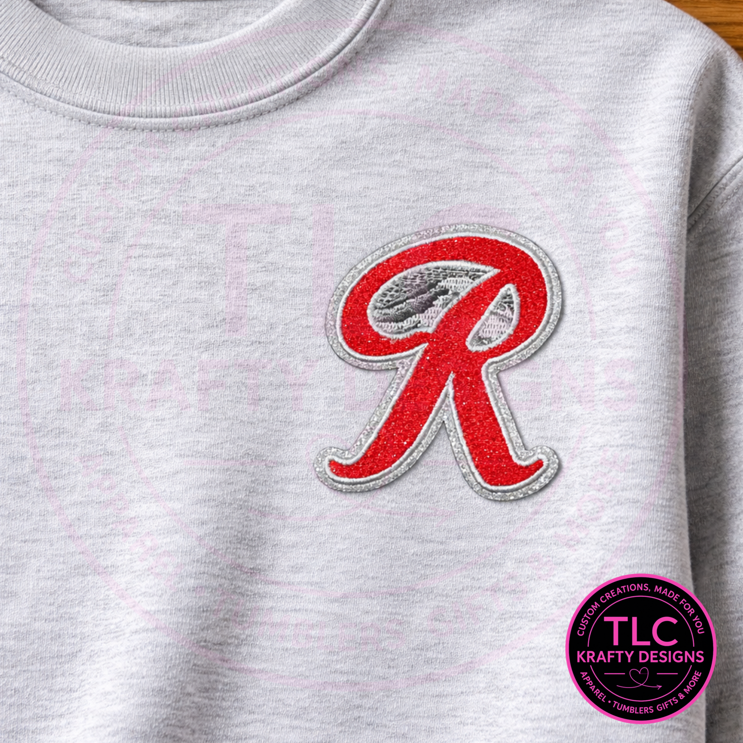 Red & Gray Chenille “R” Rainer Patch – Standard Size