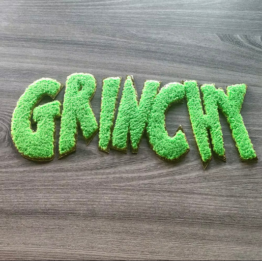 Grinchy Chenille Patch: Iron-On/Sew-On Holiday Applique
