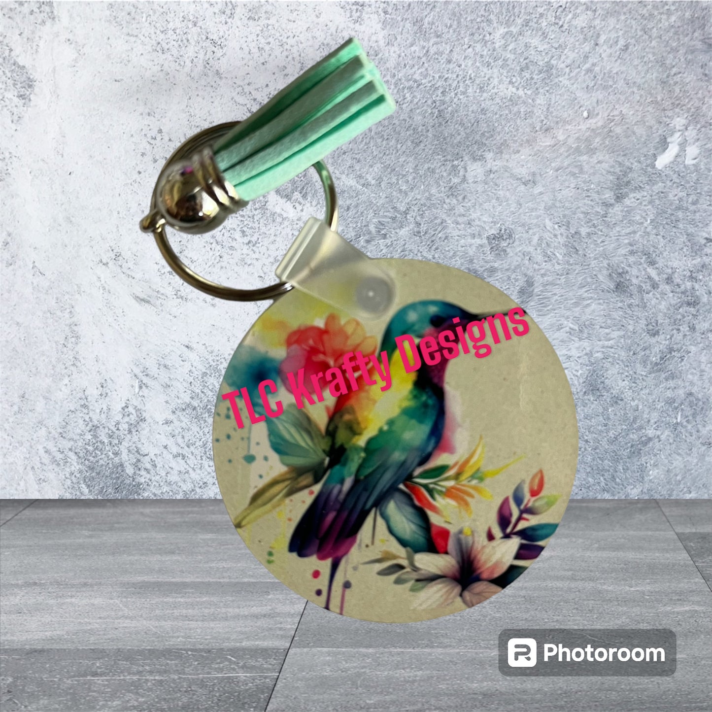 Watercolor Hummingbird Keychain with Tassel