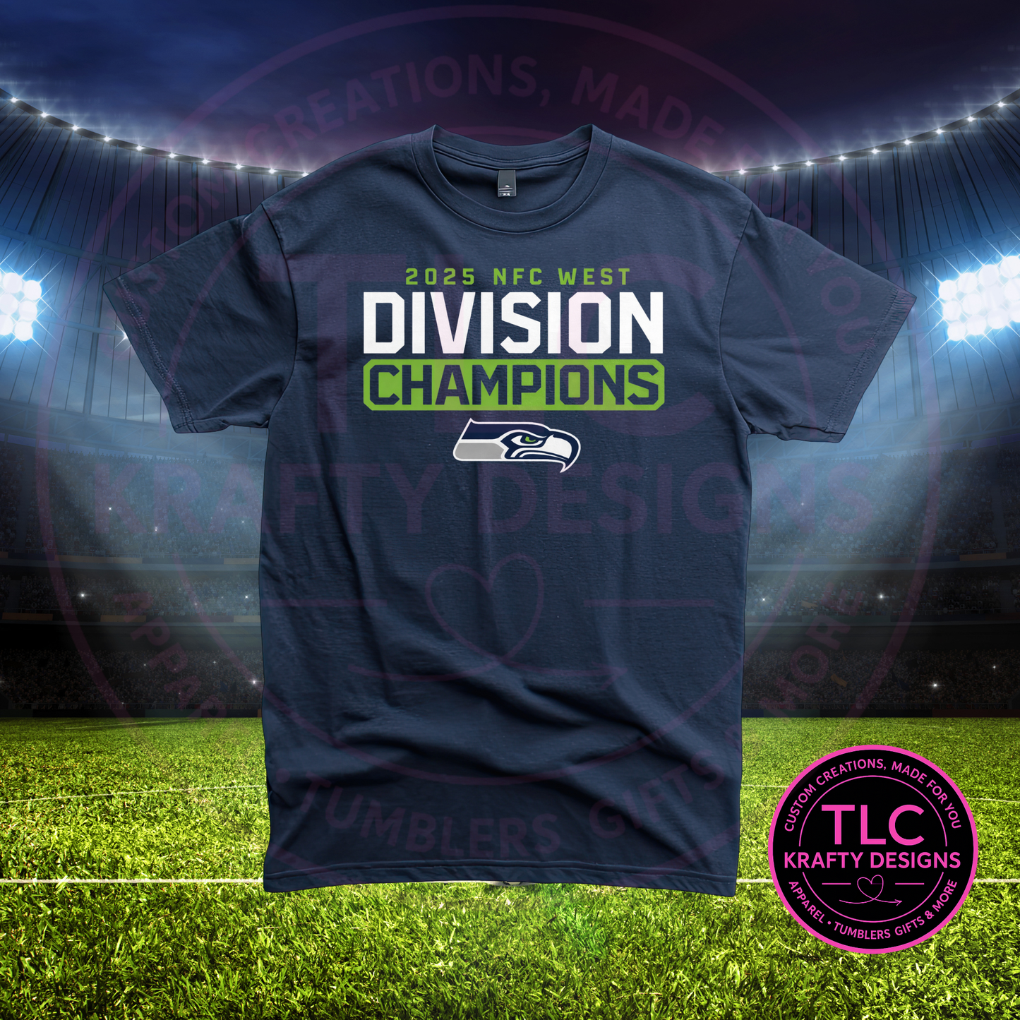 SEATTLE / SEAHAWKS – 2025 NFC Champs  (green highlight “Division Champions”) Tee or Sweatshirt