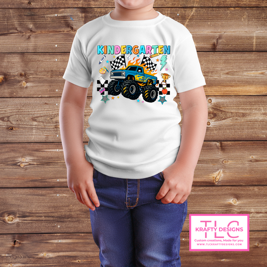 Colorful Monster Truck Grade-Level Youth T-Shirts – Back-to-School Graphic Tees