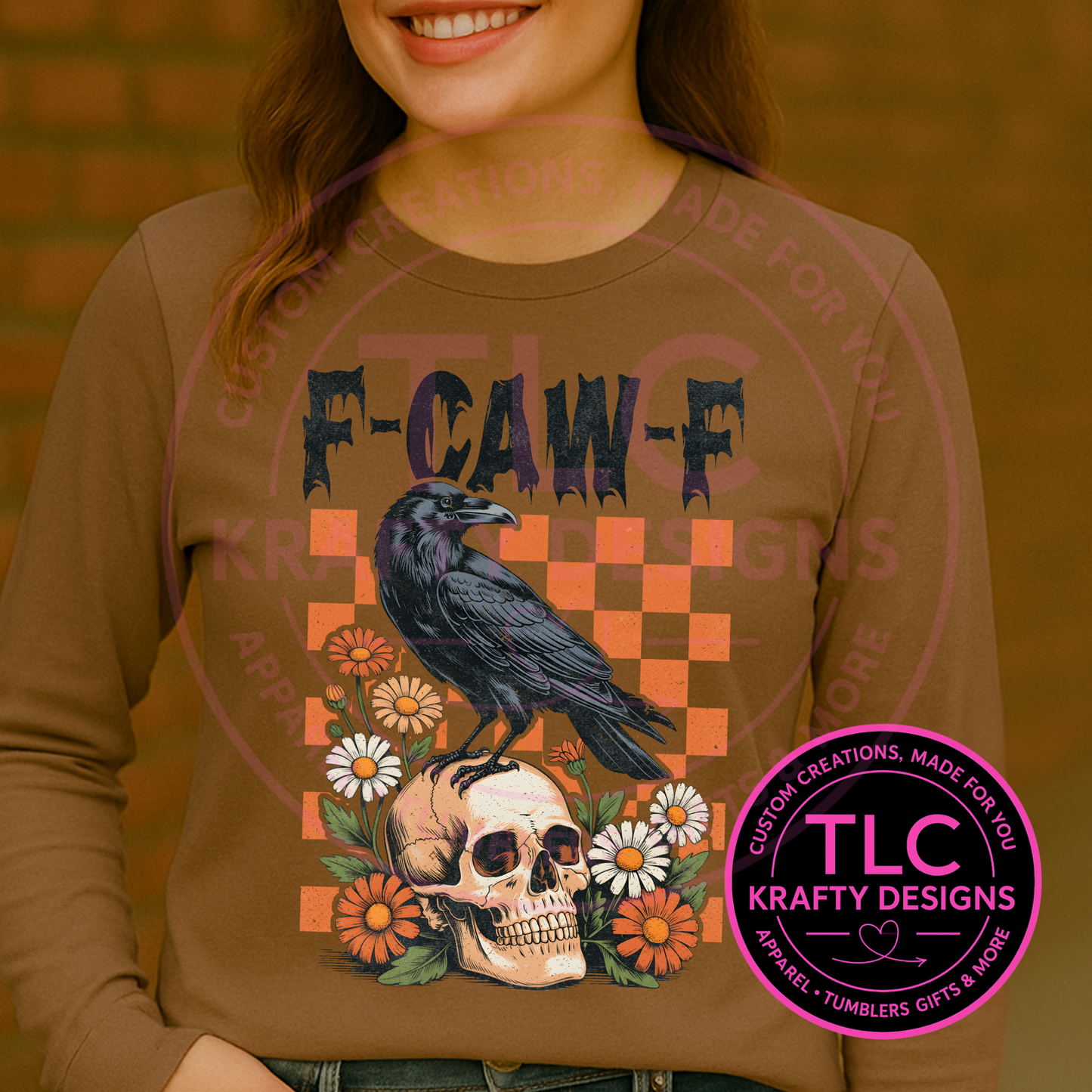 F-CAW-F Crow Skull Shirt – Gothic Raven Graphic Tee or Long Sleeve