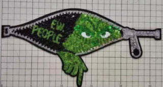 Funny Grinch Sequin Patch – Holiday Chenille Applique, FW People Christmas Patch, Green Sparkle Iron On Patch for Sweatshirts Preorder