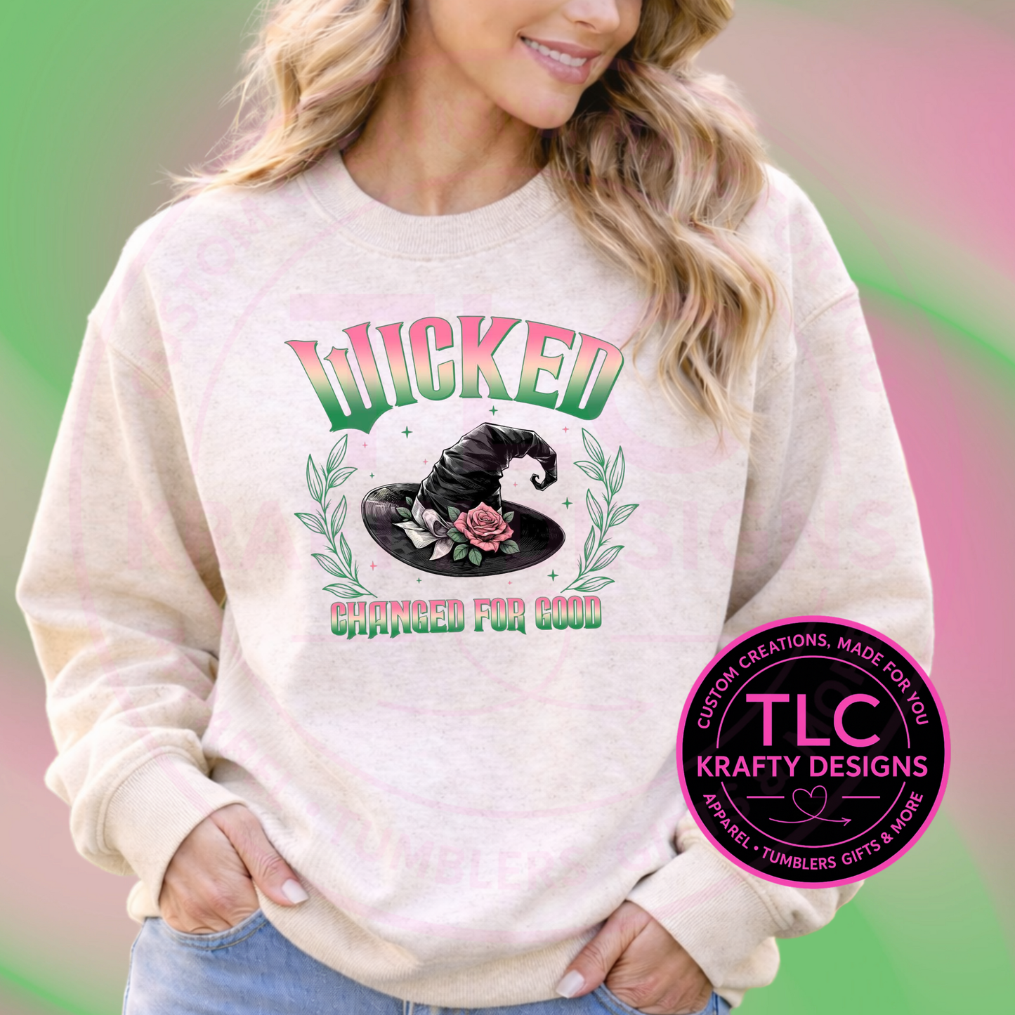 Wicked Changed for Good Shirt or Sweatshirt – Witch Hat Green & Pink Broadway-Inspired Apparel