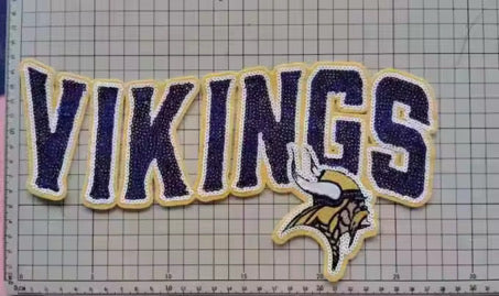 Vikings Purple and Gold Sequin Patch - Sports Iron-On/ Sew-On Applique