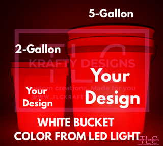 Custom Team Light-Up Bucket Packages | White LED Bucket with Lid | Custom UVT Design + Seat Lid Upgrade