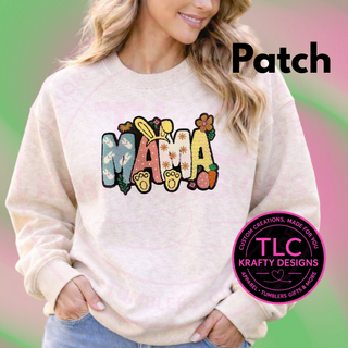 MAMA Chenille Patch | Easter Bunny Patch | Spring Mama Iron On Patch | Statement Jacket Tote Patch | Mom Gift Applique