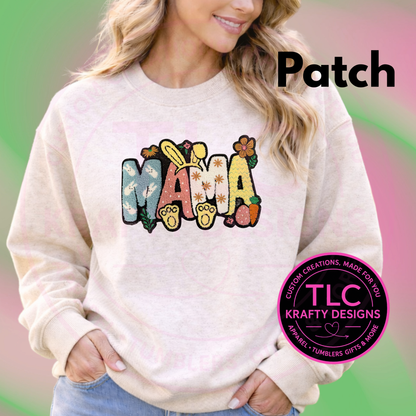 MAMA Chenille Patch | Easter Bunny Patch | Spring Mama Iron On Patch | Statement Jacket Tote Patch | Mom Gift Applique