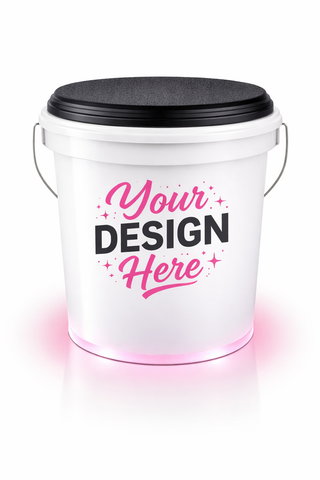 Personalized White LED Bucket with Lid | Custom UVT Design + Seat Lid Upgrade (Camping, Fishing, Gifts)