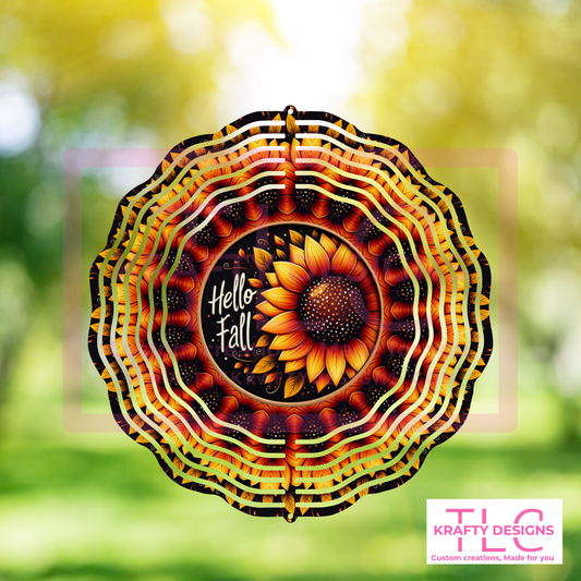 Hello Fall Sunflower Wind Spinner – Autumn Outdoor Décor
