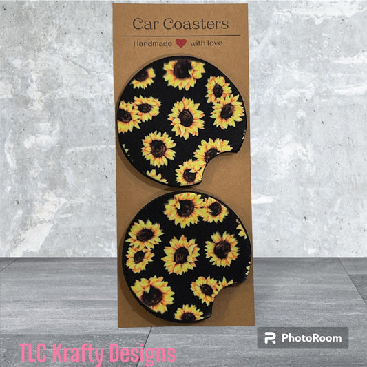 Sunflower Sublimation  2.75" Car Coasters