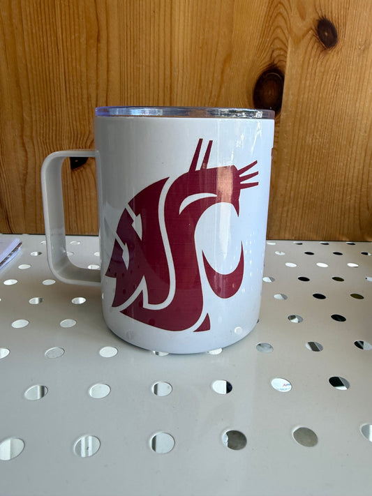 WSU Cougs 12oz Travel Mug with Handle – Insulated Coffee Tumbler with Lid