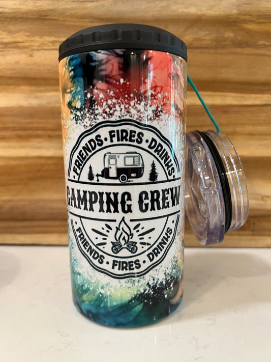 Camping Crew Friends Fires Drinks 16oz. 4 in 1 Can/Bottle Cup holder
