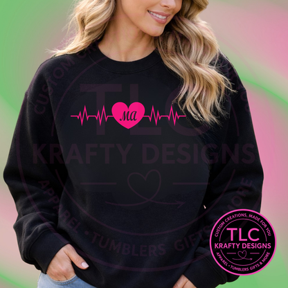 Heartbeat MA Pink Heart Design – Medical Assistant T-Shirt or Sweatshirt