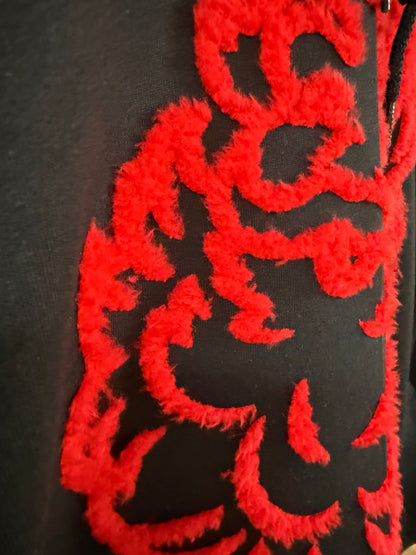 Puffy Chenille Santa Patch – Red Fuzzy Christmas Applique | Retro Holiday Santa Design for Sweatshirts, Hoodies & DIY Crafts