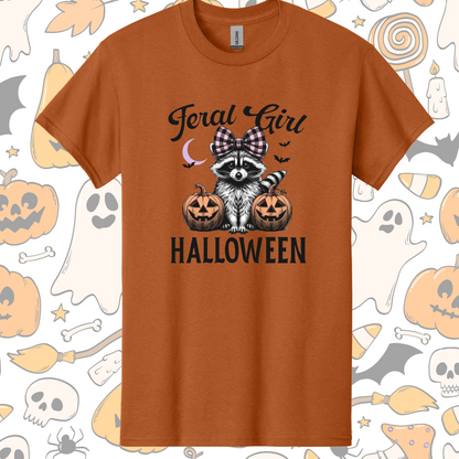 Feral Girl Raccoon Halloween Tee