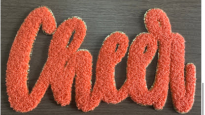 XL Cheer Chenille Patch – Fuzzy Script Letter Patch for Cheer & Dance Apparel (Approx. 10.5”)