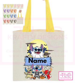Custom Halloween Trick or Treat Tote Bags – Personalized Kids Candy Bags in Fun Character Designs