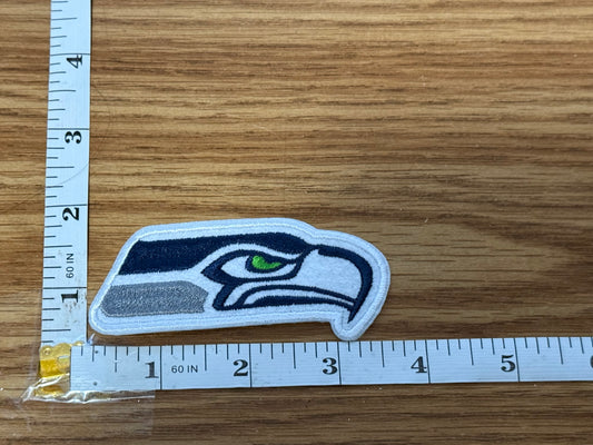 Seattle football Blue & White Hawk Head Patch – Slim Horizontal