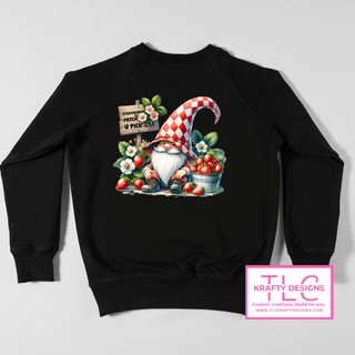 Strawberry Patch Gnome – U-Pick Berry Crewneck & Hoodie