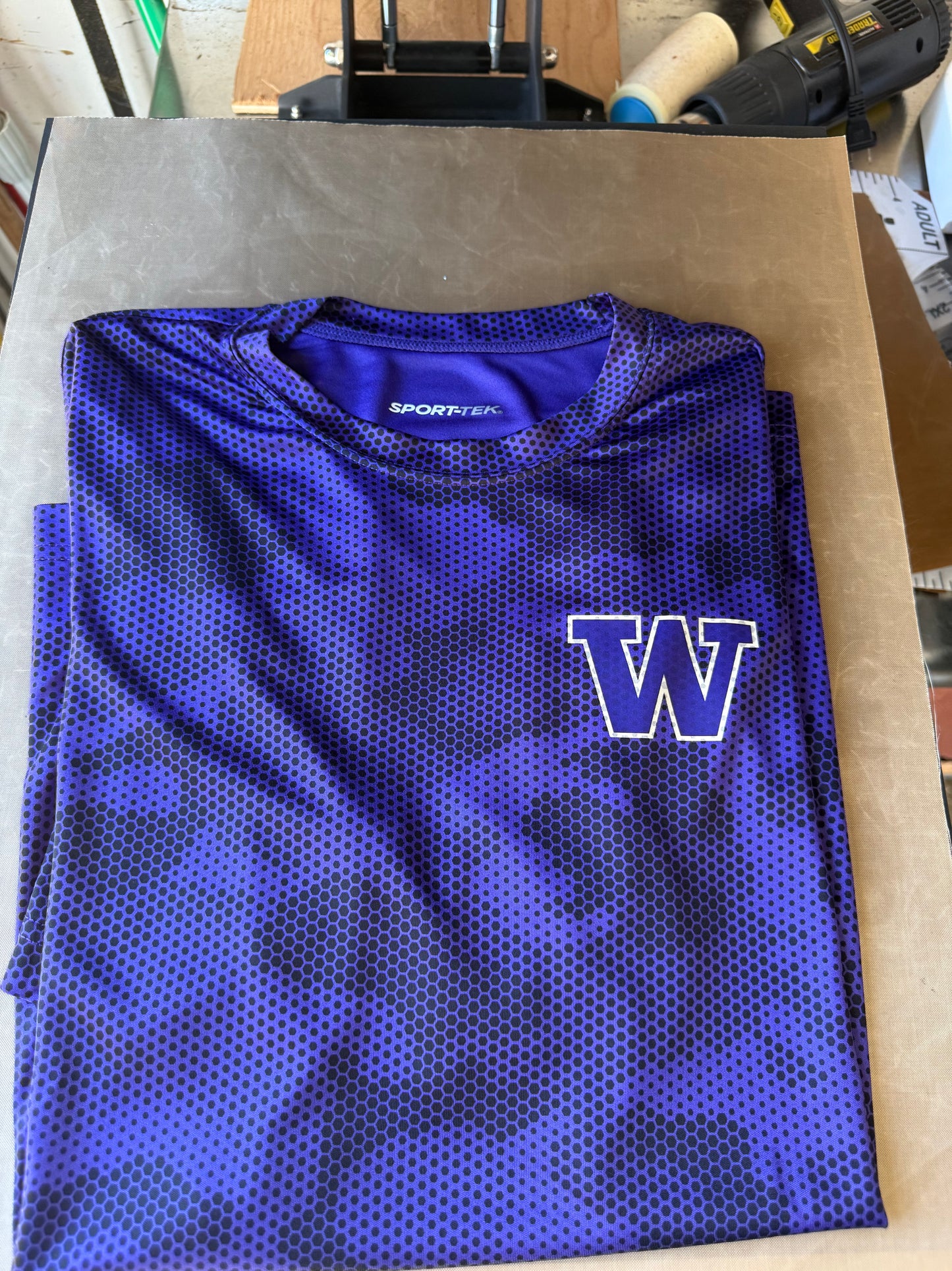 "W" Purple Camo Performance Tee – Athletic Moisture-Wicking Shirt