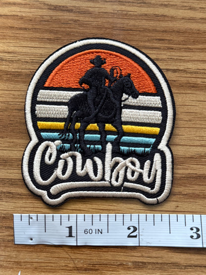 Cowboy Rodeo Embroidered Patch – Western Sunset Design